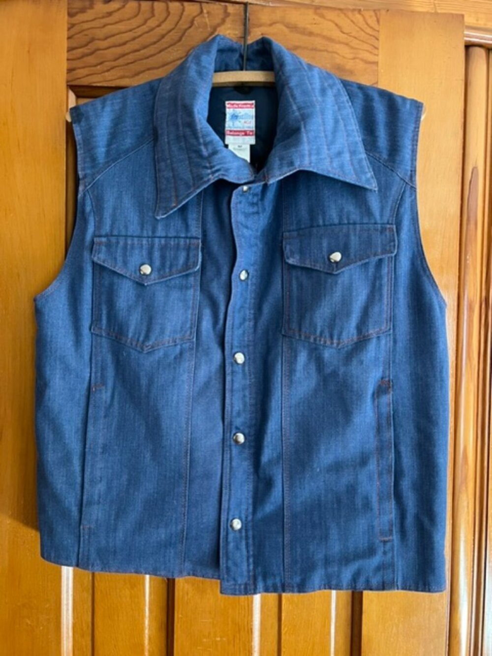 VTG 1970s Frostline Kits Denim Jean Down Puffer Vest Medium